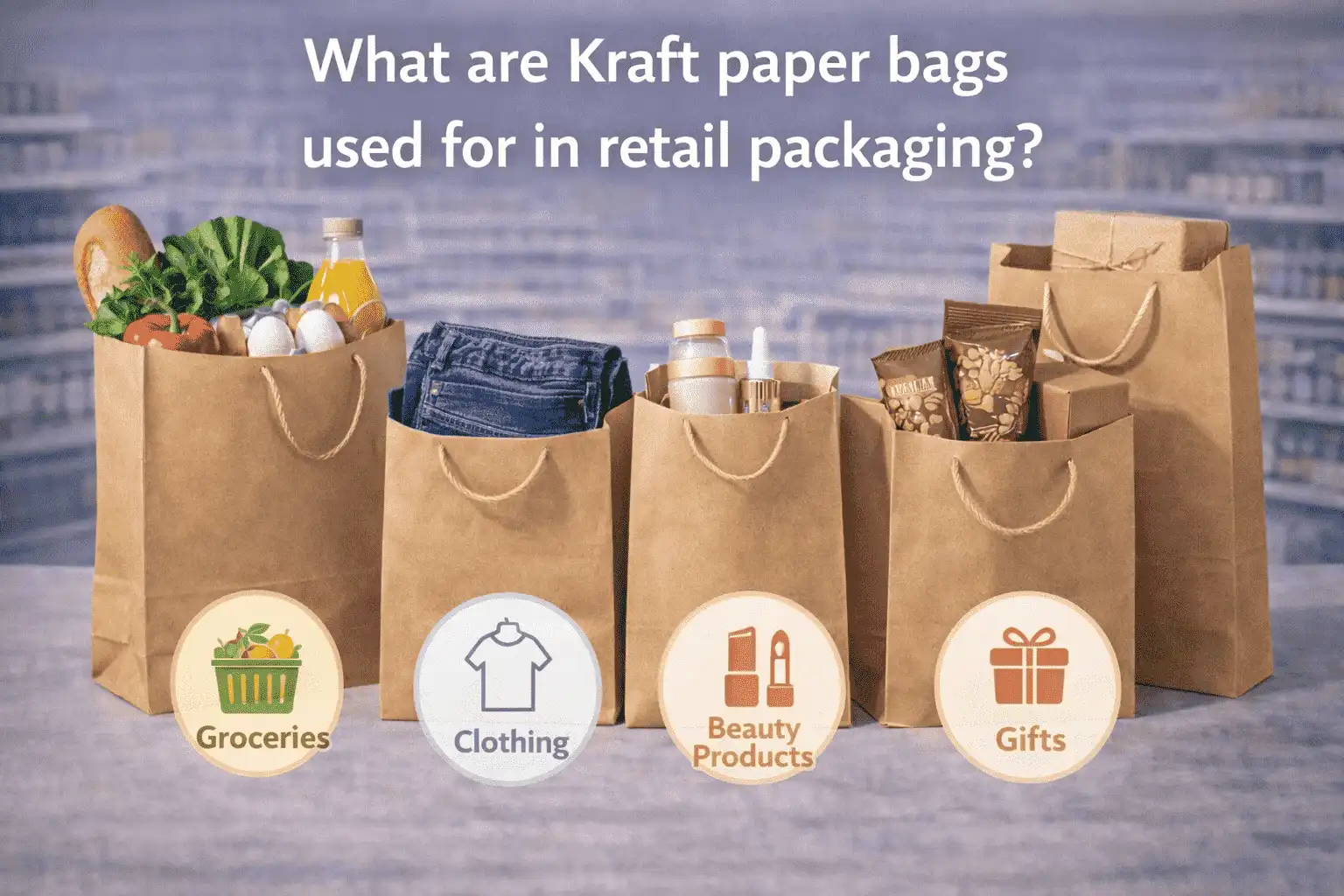 What are Kraft paper bags used for in retail packaging?